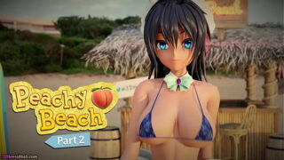 Peachy Beach Pt 2, 3D Hentai Bikini Maid, Hibiki, gets fucked in the mouth, between big tits and tight pussy!