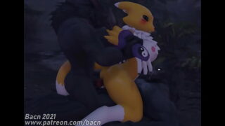 Renamon’s Werewolf Gangbang by Bacn