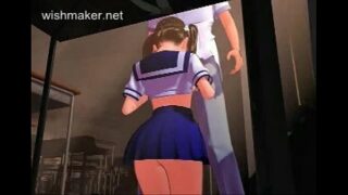 Sexy anime schoolgirl doing blowjob