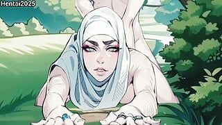 Arab Muslim Girl with Hijab Gets Fucked in the Woods of Paris Cartoon Hentai Animation